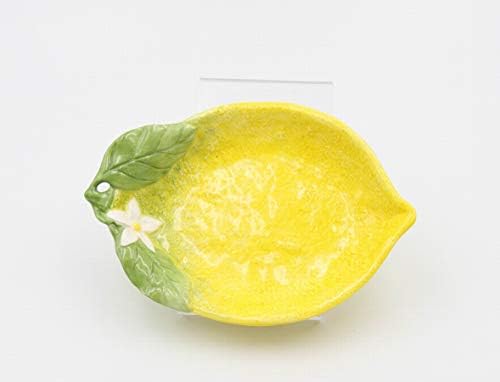 Cosmos Gifts Fine Ceramic Lemon Hill Lemon With White Lemon Flower Flower Candy Dish Set de 2, 6-7/8