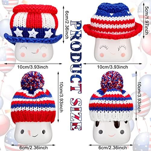 Marshmallow caneca chapéu de crochê caneca caneca caneca mini caneca decorativa capa para o café da independência