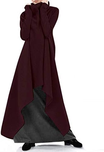 Vestido de moletons de gola alta Zsqaw Vestidos de outono com capuz irregular hodded vestidos mulheres casuais manga longa e longa longa