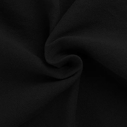 Calças de linho de algodão casual de linho de algodão casual de grandes dimensões rfniu com bolsos soltos de cintura elástica sólida