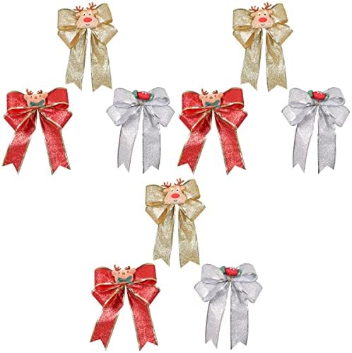9 PCs estilo de Natal Bow Xmas Tree Decoration Gift embrulhando decorações DIY Decorações de Natal Presentes Ornamentos