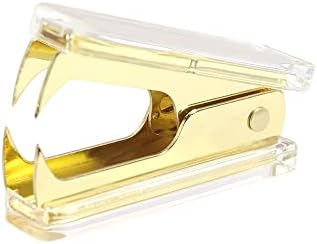 1pc Clear Yellow Gold Gold Gold Staples Removedor acrílico Luxo Luxo Amarelo Golden Metal Metal Body