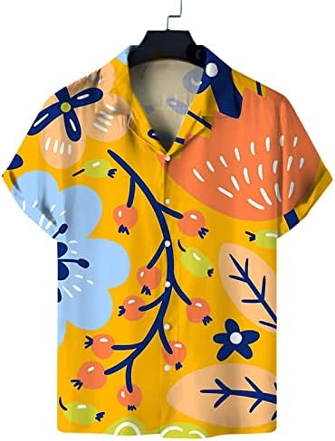 2023 New Men's Casual Printing Beach Beach Hawaiian Manga curta Button Down Dress Vintage Dress Cuban Collar Summer