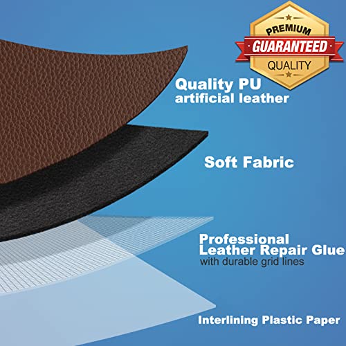 HomeProtect Leather Repair Patch para móveis Auto-camadas marrom adesivo de 4 camadas de estofamento Kit de fita de reparo para ideais para sofás, sofás, assentos de carro, cadeiras e mais lágrimas de fixação, buracos | Múltiplas opções de cores