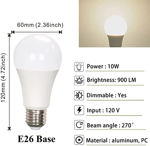 Lâmpadas LED de Kapata A19 lâmpadas LED 75 Watt LED equivalente LED 4000K 10W 900 Lumens E26 Base
