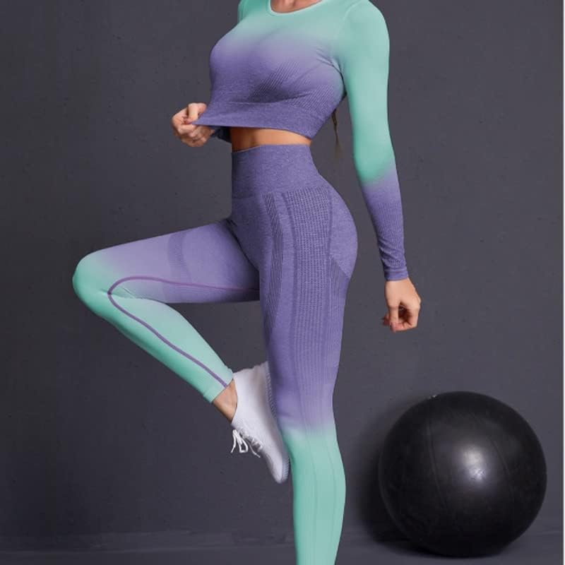 TWDYC 3PCS Mulheres sem costura ioga Conjunto de exercícios esportes de roupas esportivas