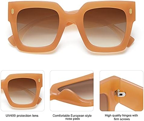 Óculos de sol quadrados de grandes dimensões vintage para mulheres, Retro Luxury Big Sol Glasses UV400 Protection