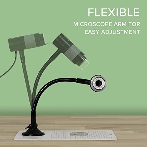 Microscópio digital USB plugável com suporte de observação de braço flexível compatível com Windows, Mac, Linux