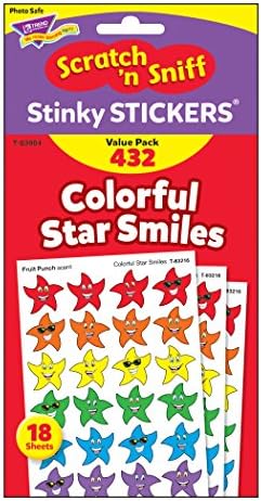 Adesivos fedidos de tendência pacote de variedade, estrelas smiley, cores variadas, 432/pack