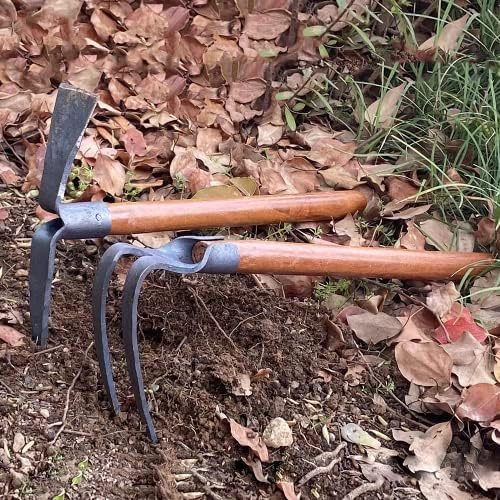 Chenghao 2pcs 19,6 polegadas picareta de jardim, ferramenta de ferramenta de enxada de mão de 2 pontas com alça de madeira com alça de madeira, transplantando escavando plantio de camping solo ou prospecção