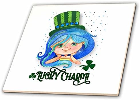 3drosrose fofa irlandesa irlandesa charme de sorte com trevos para o dia de St Patricks - azulejos