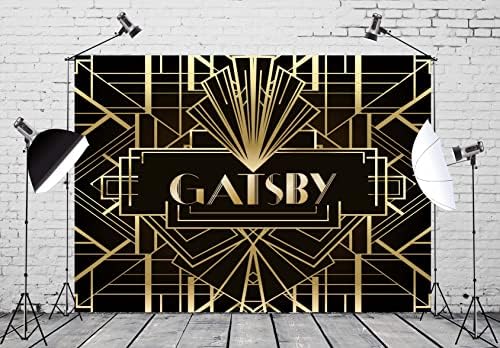BELECO 5x3ft Fabric gatsby fotografia cenário Great preto e dourado banner de ouro dos anos 1920s roodsby