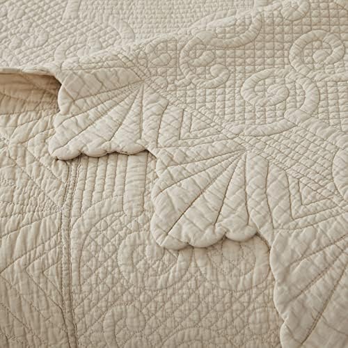 BrandReam Beige Quilt Conjunto de algodão queen size Luxunhou Bedding Beddings Coverlet Matelasse Coverlet Conjunto de 3 peças