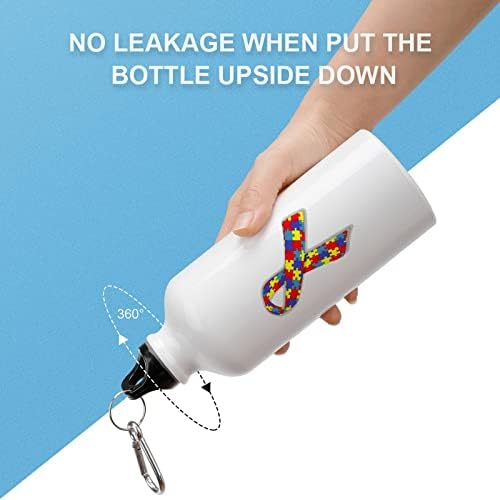 Consciência do autismo Ribbon Sport Aluminium Bottle Portable Sport Water Garrafs com carabiner e twist tampa