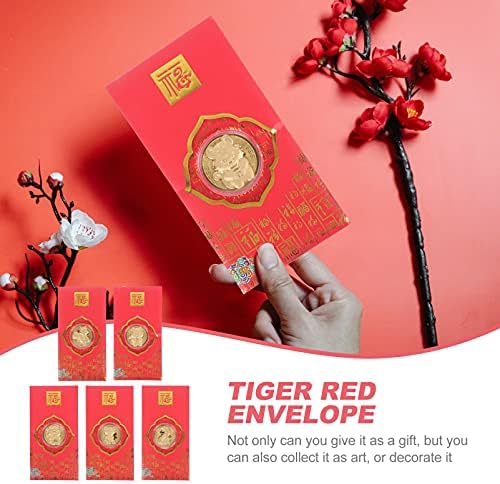 Doitool 5pcs chinês Ano Novo Envelopes Vermelhos Ano do Tiger Tradicional Chineses Vermelho Envelope
