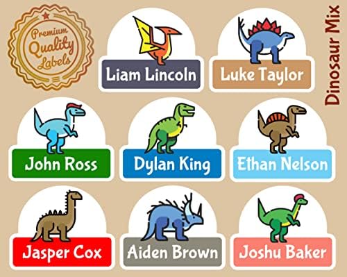 Etiquetas de nomes de dinossauros personalizados fofos | 16-128 PCs | Creche para crianças e suprimentos escolares