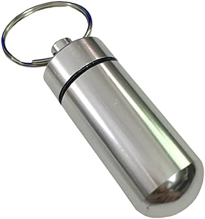 1 PCS Mini Caixa de comprimidos de liga de alumínio com chaveiro de comprimido de comprimido de chaves de comprimido Organizador portátil para design prático de prata ao ar livre
