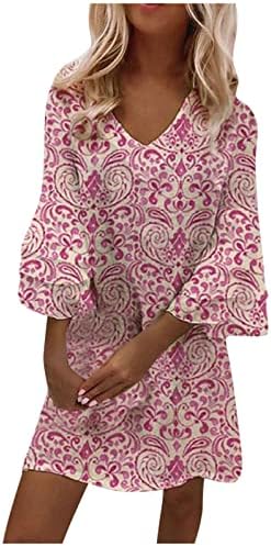 Vestido de manga curta nokmopo para mulheres Midi Length Moda Temperamento elegante decote em V impressa
