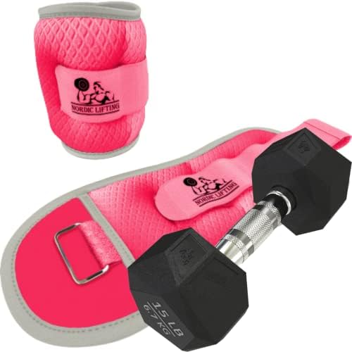 Pesos do pulso do tornozelo 5lb - pacote rosa com halteres prisma 15 lb