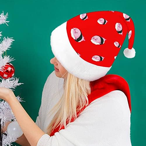 Blobfish sushi chapéu de natal engraçado Papai Noel Hats Plush curto com punhos brancos para suprimentos de decoração