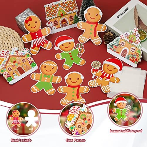 54pcs Cutupções de gengibre de natal, 9 estilos coloridos de gengibre de gengibre e decoração de bulletim