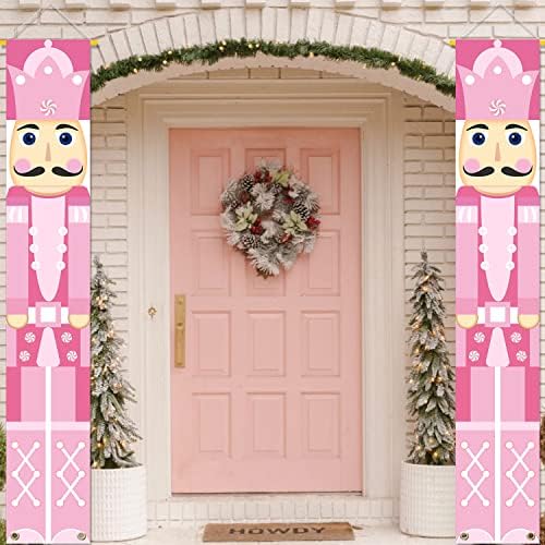Banner de varanda de nozes rosa bem -vindo sinal de suspensão de natal de natal decoração de decoração