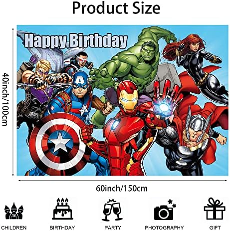 Cenários de fotografia de tema de super -herói para crianças decorações de festas de aniversário, foto de bolo de bolo de super -herói adereços de estúdio de estúdio 5x3ft