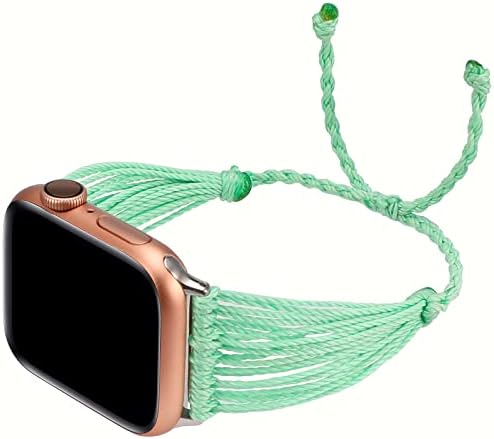 Bandas Slicka Boho Compatível com Apple Watch Band 38mm 40mm 41mm 41mm Hipmade trançado Hippie Ajuste Wrap String Women Beach Band para Iwatch Series 8/7/6/5/4/3/3/2/1