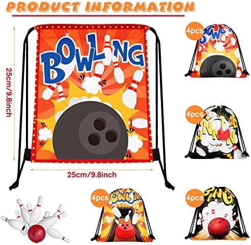 Woanger 16 peças Bowling Party Favors Bags Sacos de Boliche de Boliche de Casa