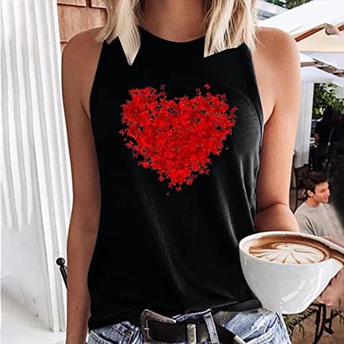 Camiseta do pescoço de barco Mulheres sem mangas 2023 Cotton Love Love Graphic Cami Camisole Tank Top