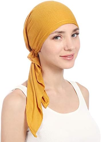 Women Solid Cotton Head Lenfra chapéu de turbante gorro muçulmano pré-amarrado helterwra de cabeça de cabeça de cabeleireiro para quimioterapia para perda de cabelo
