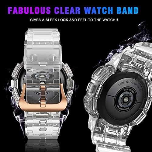 Aehon Straps+Caso para Samsung Galaxy Watch Attivo 2 40mm Cover completo TPU TPU Combinação de pára -choque de faixa de pulverização inteligente transparente