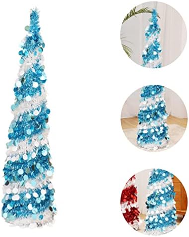 NUOBOTYTY Christmas Tinsel Tree Lantejador Artificial Lápis de Natal Decorações de Xmas para Festa de Lareira do Escritório em casa 1. 5m Blue