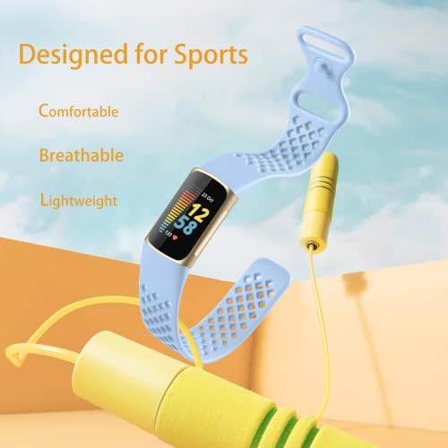 Laffav Compatível com Fitbit Charge 5 Bandas para homens mulheres, pulseiras flexíveis de silicone macio