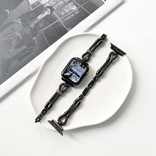 Pulseira de mangueira OWILIWO Pulseira de metal aço inoxidável compatível com Apple Watch 38mm 40mm 41mm 42mm