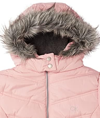 Calvin Klein Girls 'Longa Lenged Hoodved Puffer Jacket com forro de lã