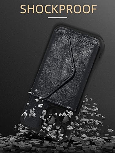 Wrukklca compatível com o iPhone 14 Pro Max Wallet Case, capa de telefone de couro PU com suporte para cartão, capa de proteção de telefone de garoto magnético para o iPhone 14 Pro Max - Black