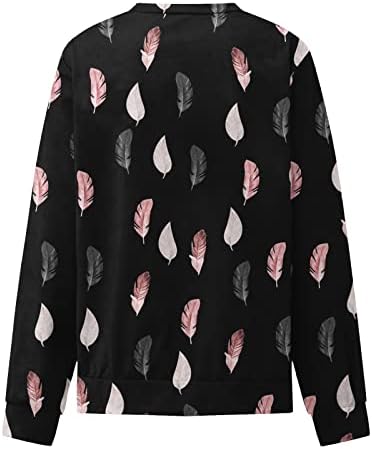 Camisas de manga comprida para mulheres redondas pescoço 2023 Pintura casual solta Pintura casual Pullover Sorto de blusas de grandes dimensões Tops