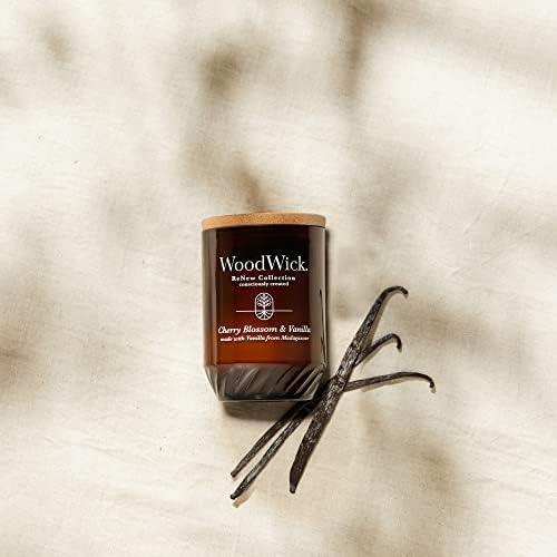 Woodwick® renova vela média, flor de cerejeira e baunilha, 6 onças.