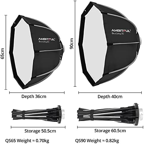 Ambitful Qs90 Softbox, 35in Bowens Mount SoftBox, Octagon Umbrella Softbox, Softbox Softbox + Grid para Compatibilidade