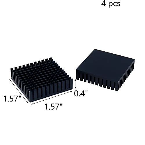 Wealrit 4 PCs preto dissipador de calor de alumínio, kit de dissipador de calor PC, dissipador de calor do radiador de alumínio para chips de CPU IC VRAM VGA RAM, 40 x 40 x 10mm
