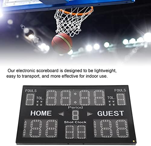 Pontuador de LED, placar eletrônico de 15 dígitos, embutido no alto -falante, com treino, prática e modos de cronômetro, placar portátil para basquete para basquete, luta livre