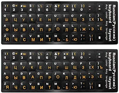 Cartas em inglês Adesivo de teclado não transparente com letras brancas em fundo preto para computador universal, laptop, desktop, teclado de notebook [2pcs]