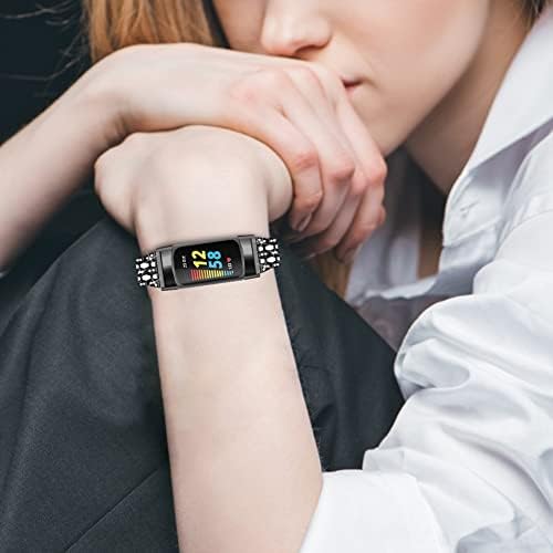 Hopplypply Compatível com Fitbit Charge 5 Bandas para mulheres, Charge de Fitbit de reposição de metal Cara