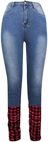 Calça de saia míshui para mulheres casuais femininas moda feminina costura de estampa de jeans de pilha de pilha de calças com calças