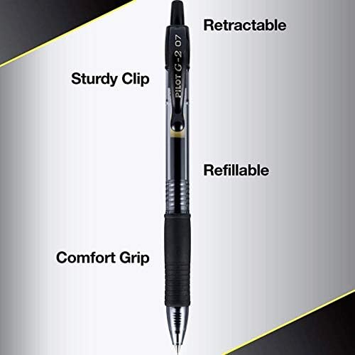 Pilot G2 Premium recarregável e retrátil canetas de gel de esfera, ponto fino, tinta preta, pacote 12)