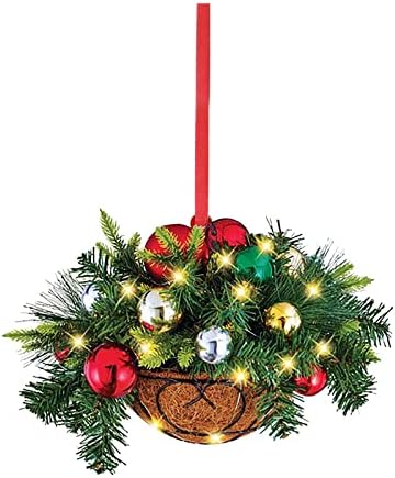 Presente pendurado ornamentos de pingentes cesto de Natal pendurado decoração artificial pré-iluminada