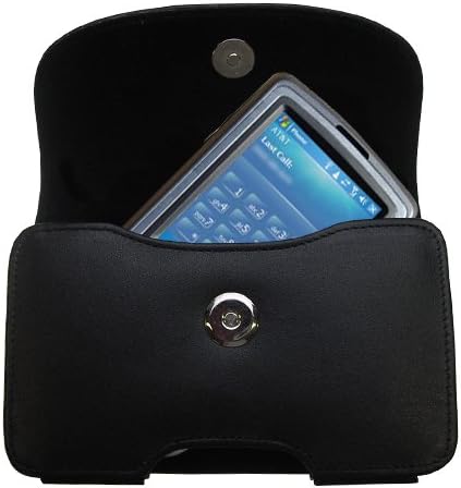 Designer gomádico Black Leather Motorola Símbolo MC 35 Caixa de transporte de correia - Inclui loop de correia opcional e clipe removível
