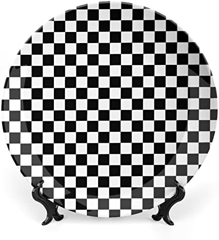 Black White Racing Racing Osso quadrado China Decorativa Placas de cerâmica redonda Craft With