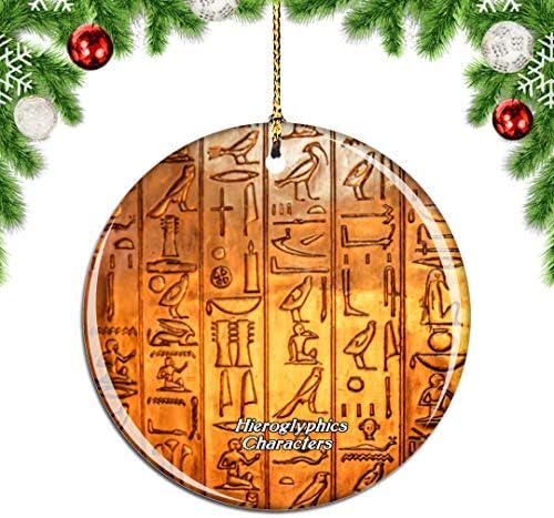 Weekino Egito Hieroglyphics Personagens de Natal Tree Ornamento Decoração pendurada Decoração Pingente Cidade Coleção de lembranças de porcelana de dupla face 2,85 polegadas
